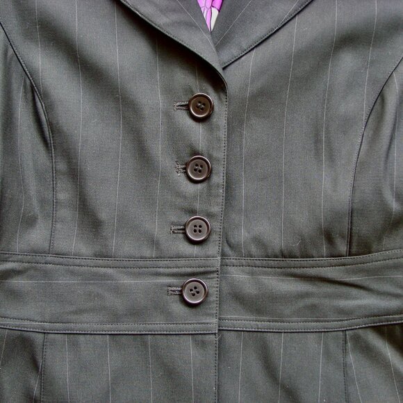 Sandra Angelozzi Black Pinstripe Blazer Jacket Button Office Size EU 42 Large - Picture 8 of 15